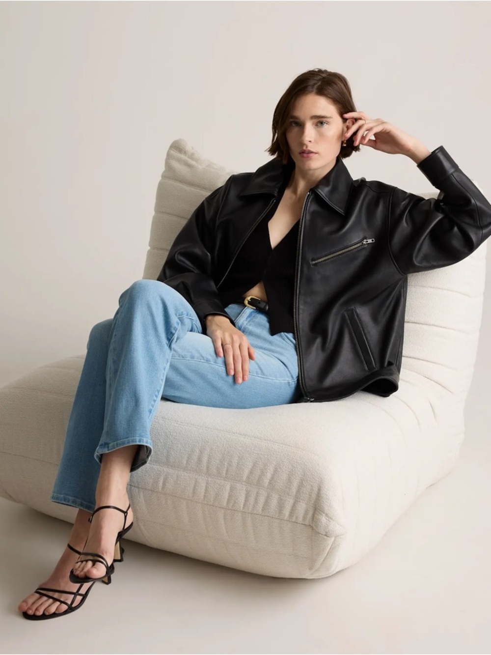 Black Faux Leather Zip Moto Jacket - Women's